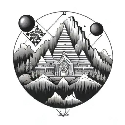 Mountain And Temple Surrounded