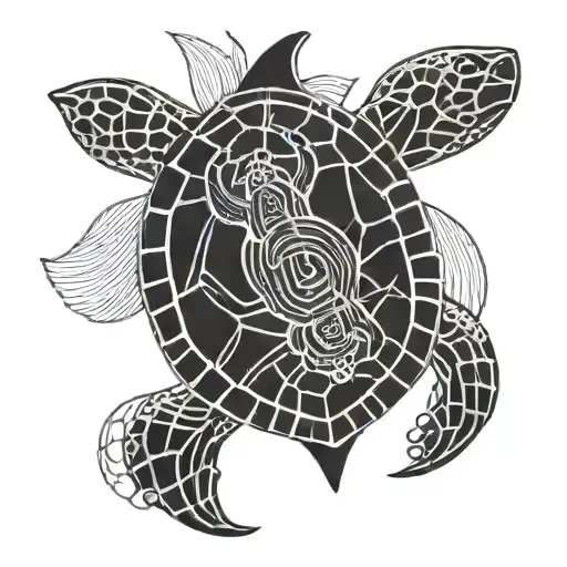 Sea Turtle With Waves Flowing