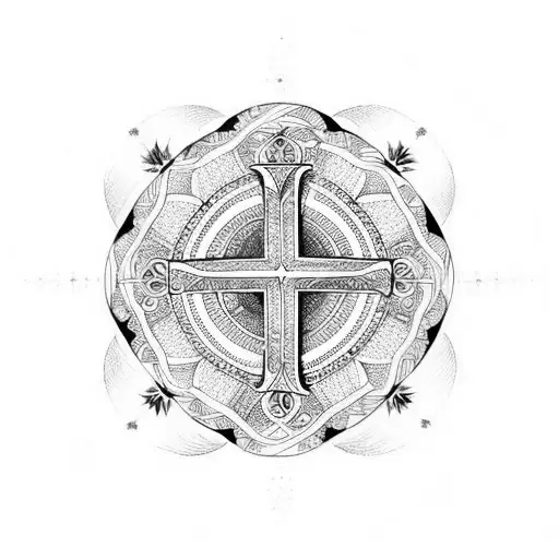 Christian Cross Within Mandala Art
