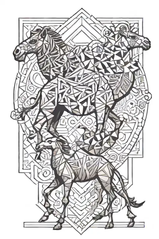 Camel And Bull And Horse Running