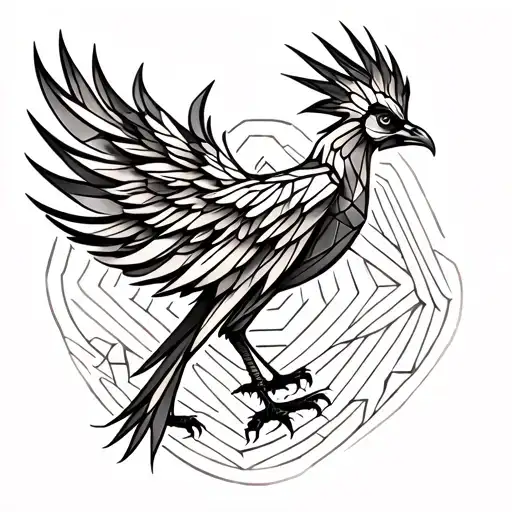 Geometric Phoenix Bird