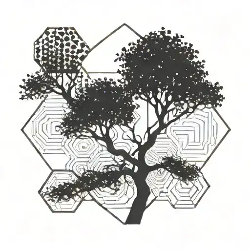 A Tree Silhouette Incorporating Hexagon Patterns