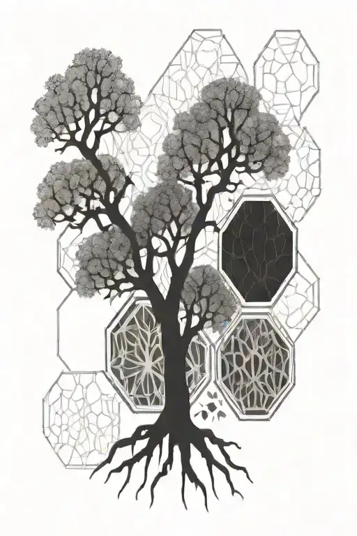 A Tree Silhouette Incorporating Hexagon Patterns