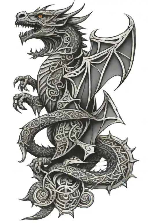 Viking Dragon Wrapped Around Leg Sleeve