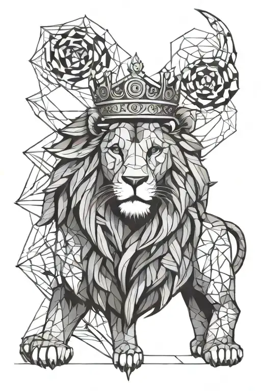 Futuristic Lion Wearing A Crown