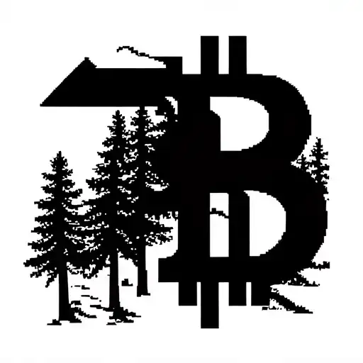 A Pixelated Forest Scene With A Hidden Bitcoin Symbol Among The Trees