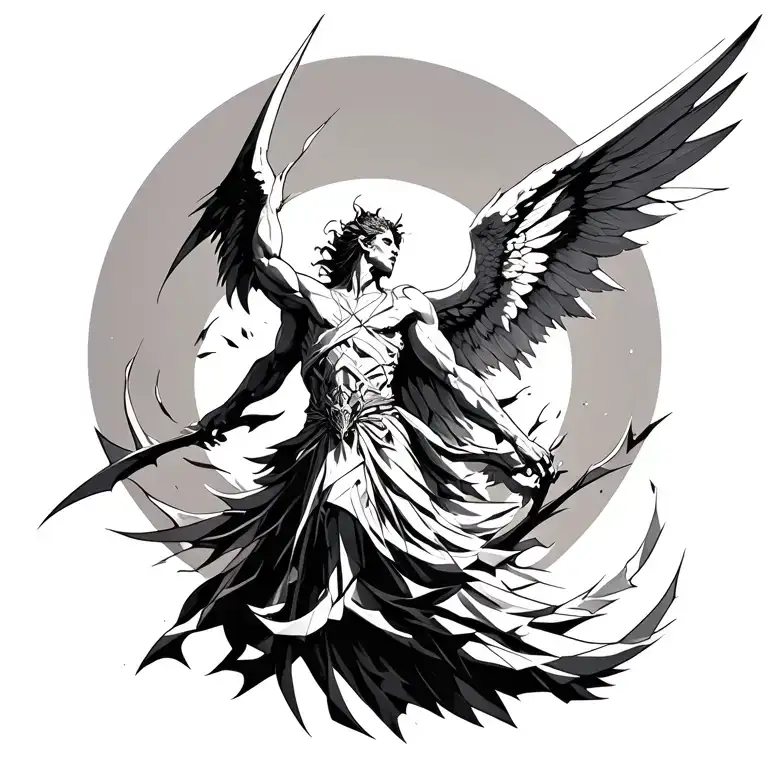 Archangel Fighting Demons