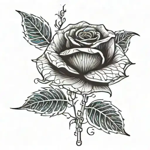 A Realistic Rose Intertwined With Circuit Board Patterns Representing Plc Programming