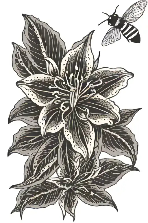 Lilly Flower With Bee