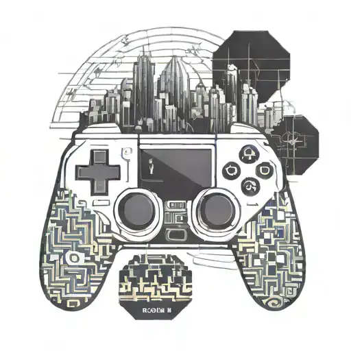 A Pixelated Video Game Controller With A Skyline Of Sicily In The Background