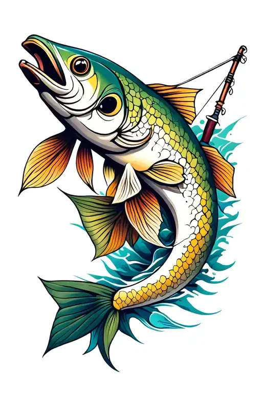 Fishing Tattoo In Memory Of Papi