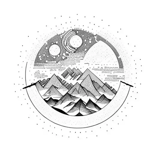 Combine Elements Of Hiking And Astronomy To Create A Celestial Mountain Range
