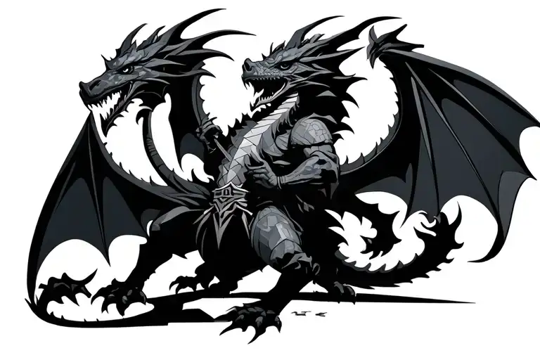 Wizard Fighting A Dragon