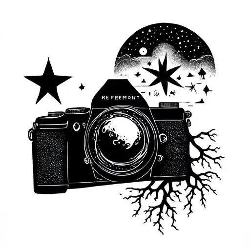 Moon Star And Roots With Camera Surrounded