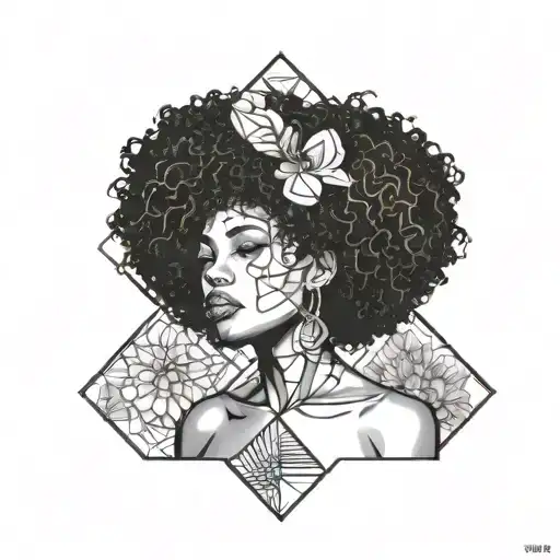 Black Woman Flower Afro