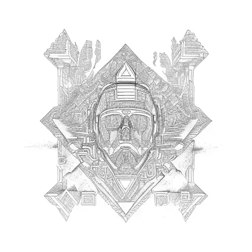 Triangle With The Mayan Ruins In The Middle