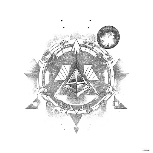 Triforce With Flowers And Moon