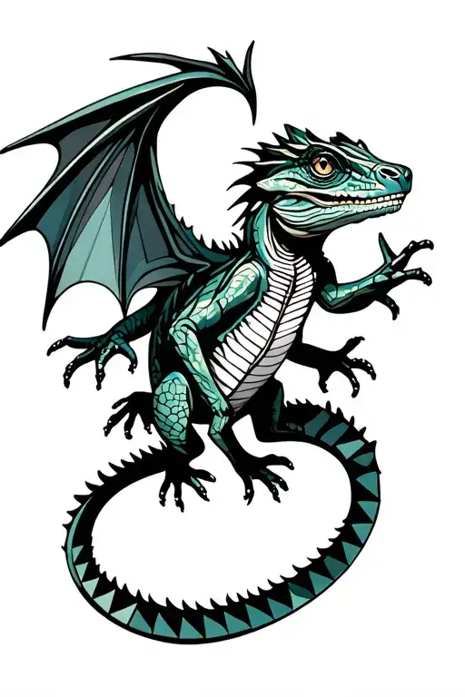 A Chameleon With A Lizard Body And Dragon Wings