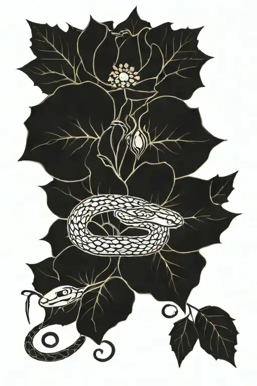 Snake And A Rosehip Branch