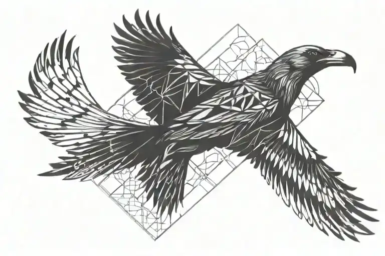 Crow Flying And Skull