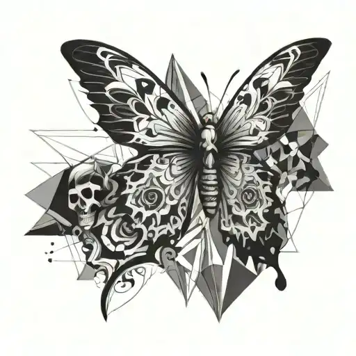 Butterfly With Skull On Wings Spread