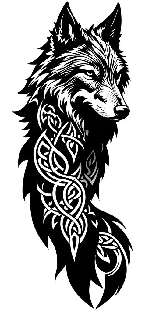 Celtic Wolf With Amour Tribal