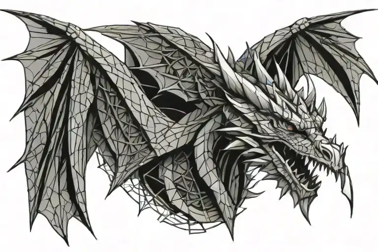 Dragon Head With Wings Spread