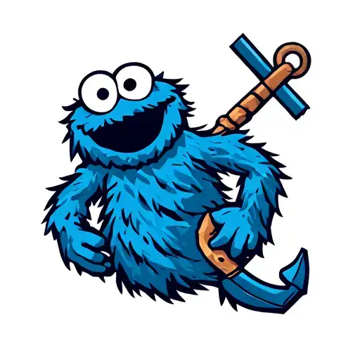 Cookie Monster With An Anchor Intertwined