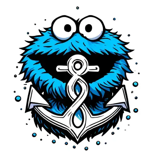 Cookie Monster With An Anchor Intertwined
