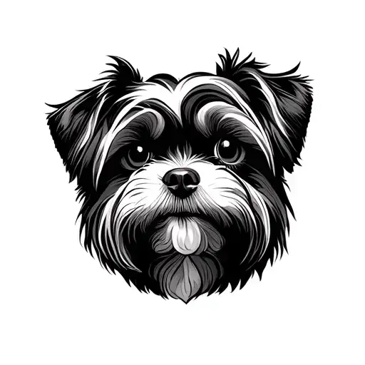 Black Shitzu Dog Face With Floppy Ears