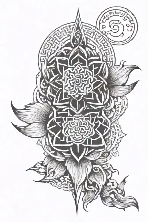 Endless Knot Unalome Lotus Sun And Moon Koi Fish