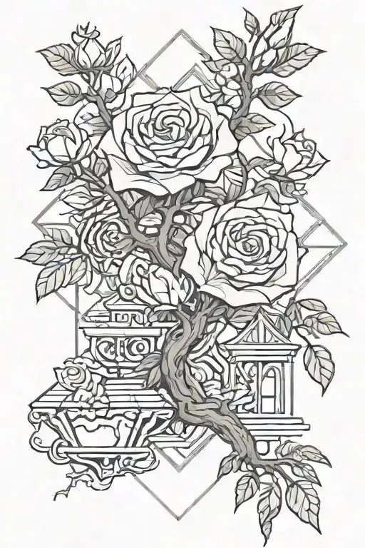 Fore Arm Rose And Bonsai Tree