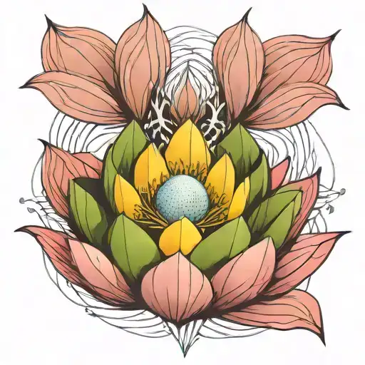 Nest With Eggs Inside Lotus Flower