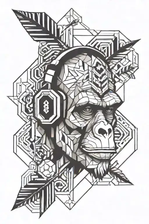 Ape Headphones And Arrow Design