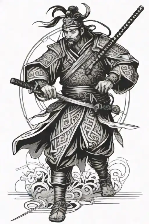 Oriental Style With Samurai Warrior