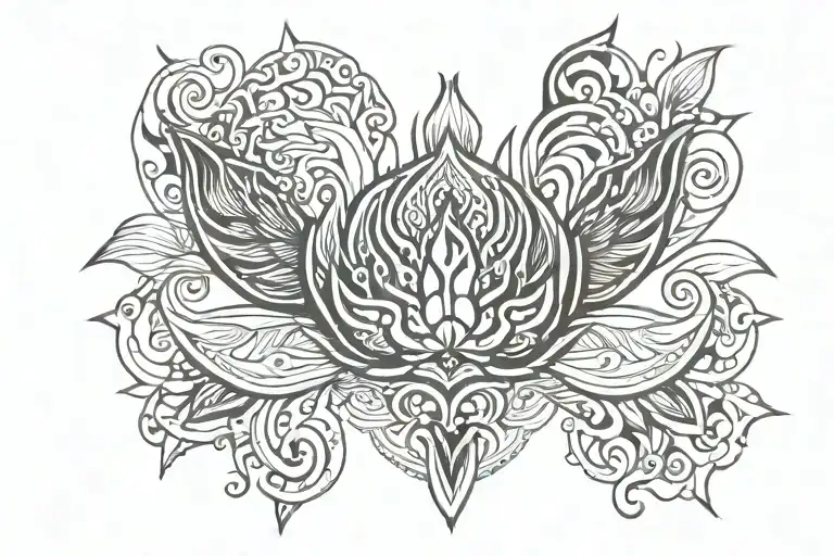 Lotus And Phoenix Tribal