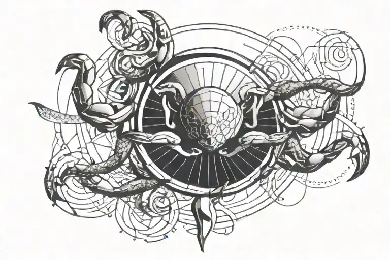 Cancer Zodiac Sign With Arm Band Tattoo Design