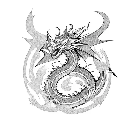 Dragon With The Seven Deadly Sins In The Design