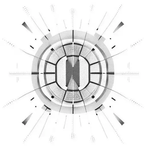 A Minimalist Tattoo Of A Football Field With Binary Code Representing The Players