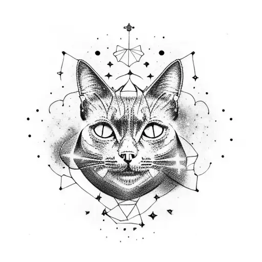 A Mystical Black Cat With Galaxies In Its Eyes