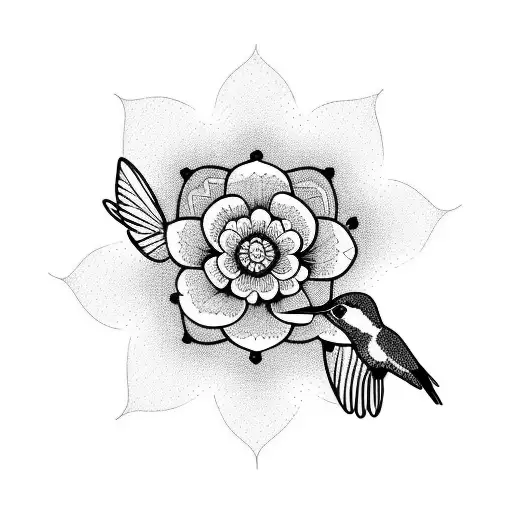 Hummingbird And Flowers