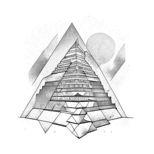 Pyramide Stairs Moon Statue