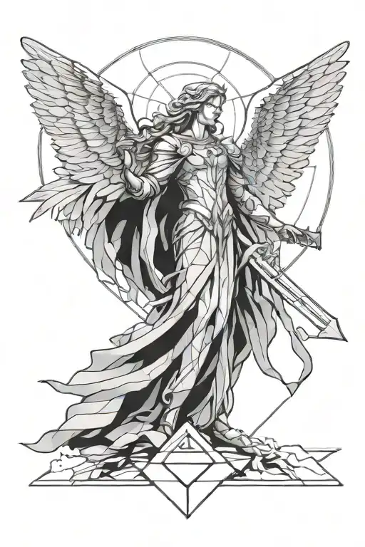 Angel Standing Over Battlefield Overlooking The Field