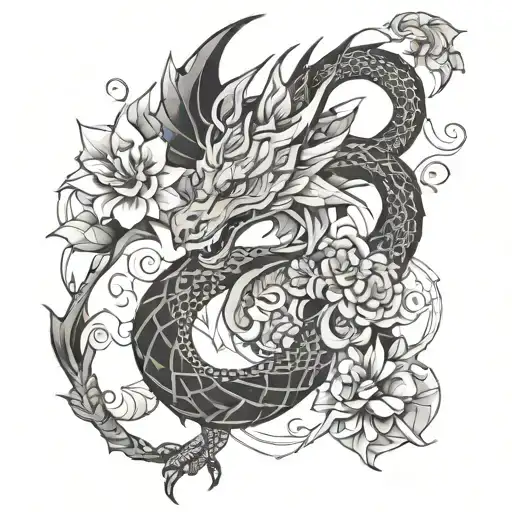 Dragon With Flowers