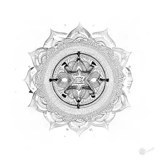 A Mandala Design Incorporating Symbols Of Money And Success