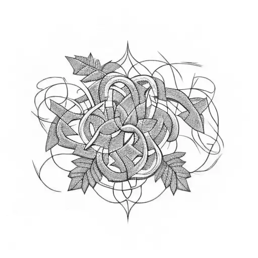 A Guitar Made Of Intertwined Vines And Flowers