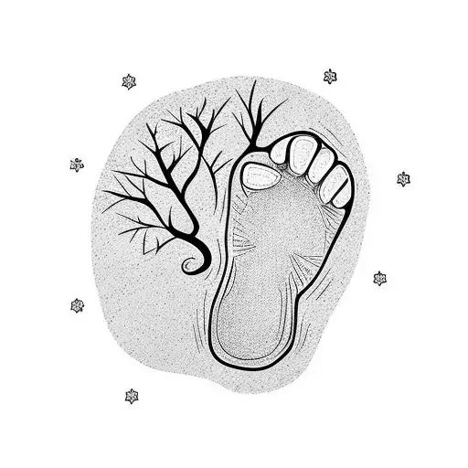 Baby Footprint With Tree