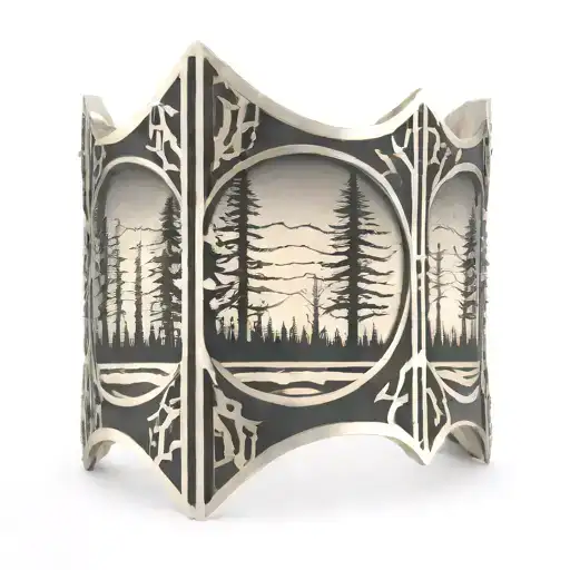 Boreal Forest Silhouette Cuff With Turbines