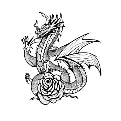 Dragon With Roses