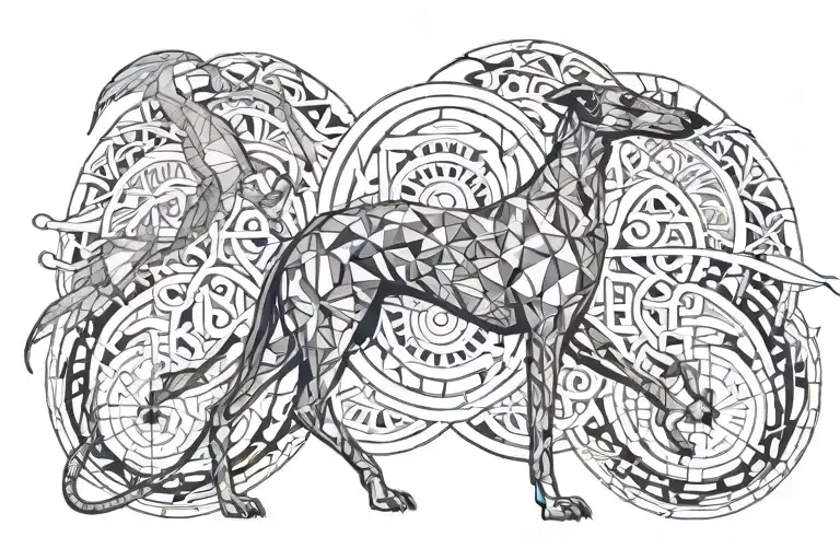 Greyhound With Angel And Dragon Surround Kind